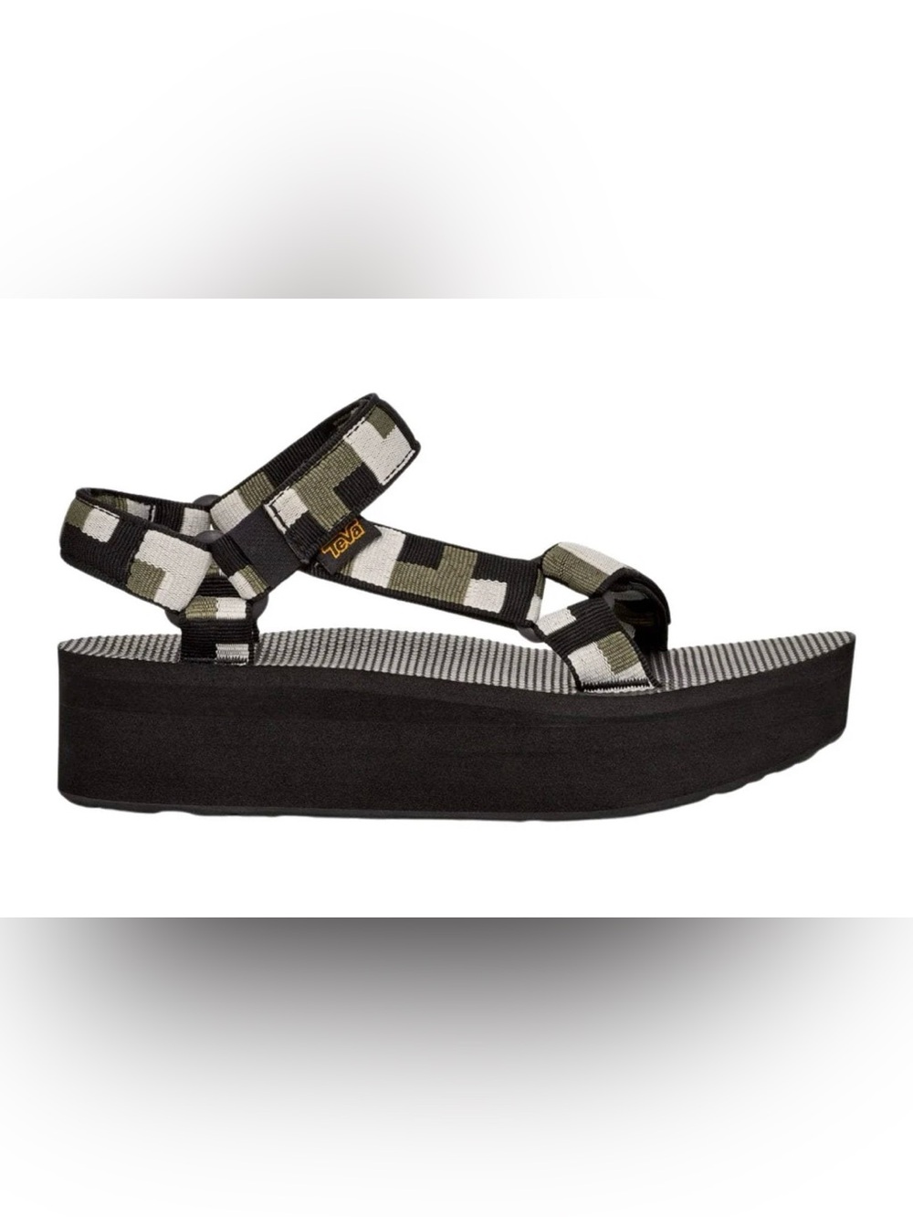 Teva Women's Platform Sandal in Black and Olive Pattern